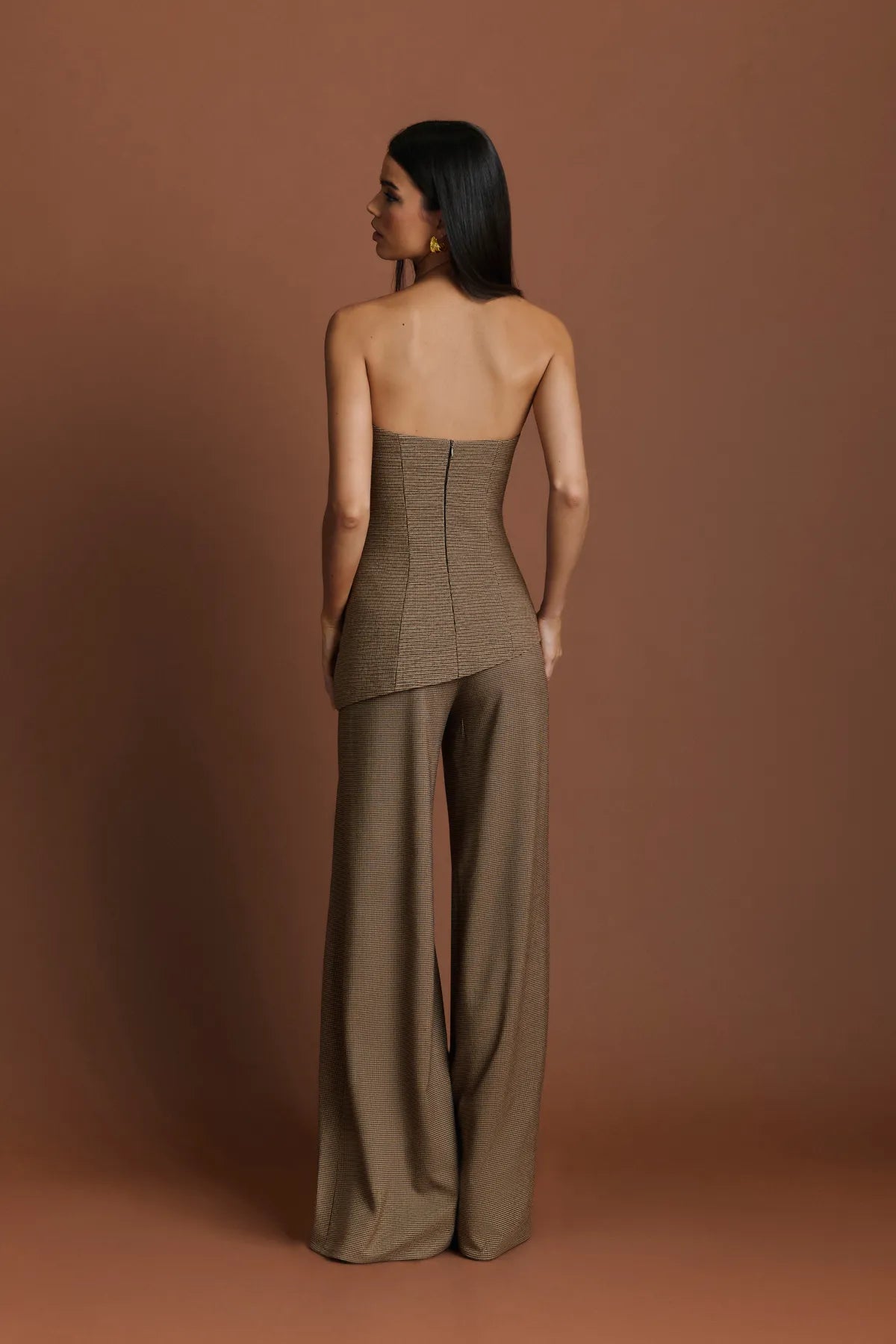 Miphai Top Nariah Vichy Marrón Casual Espalda