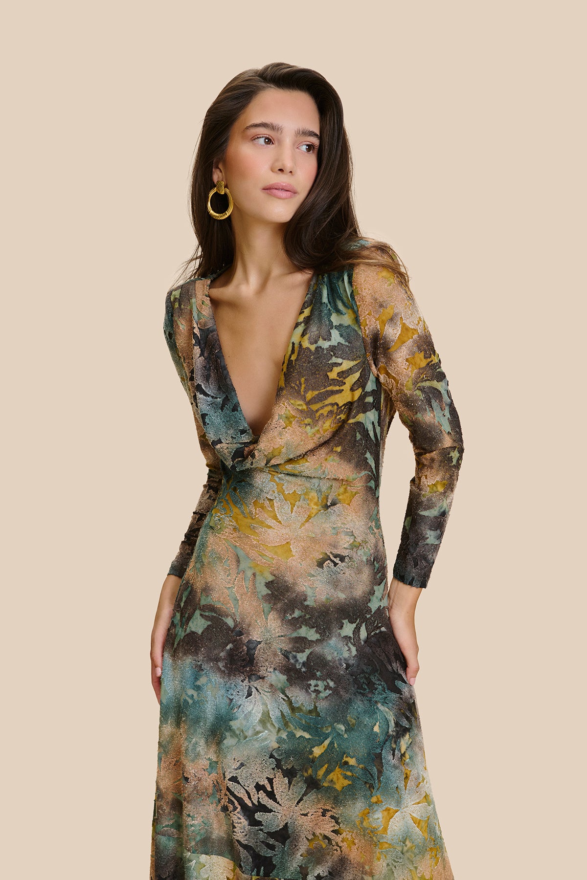 Cornelia Green Print Dress