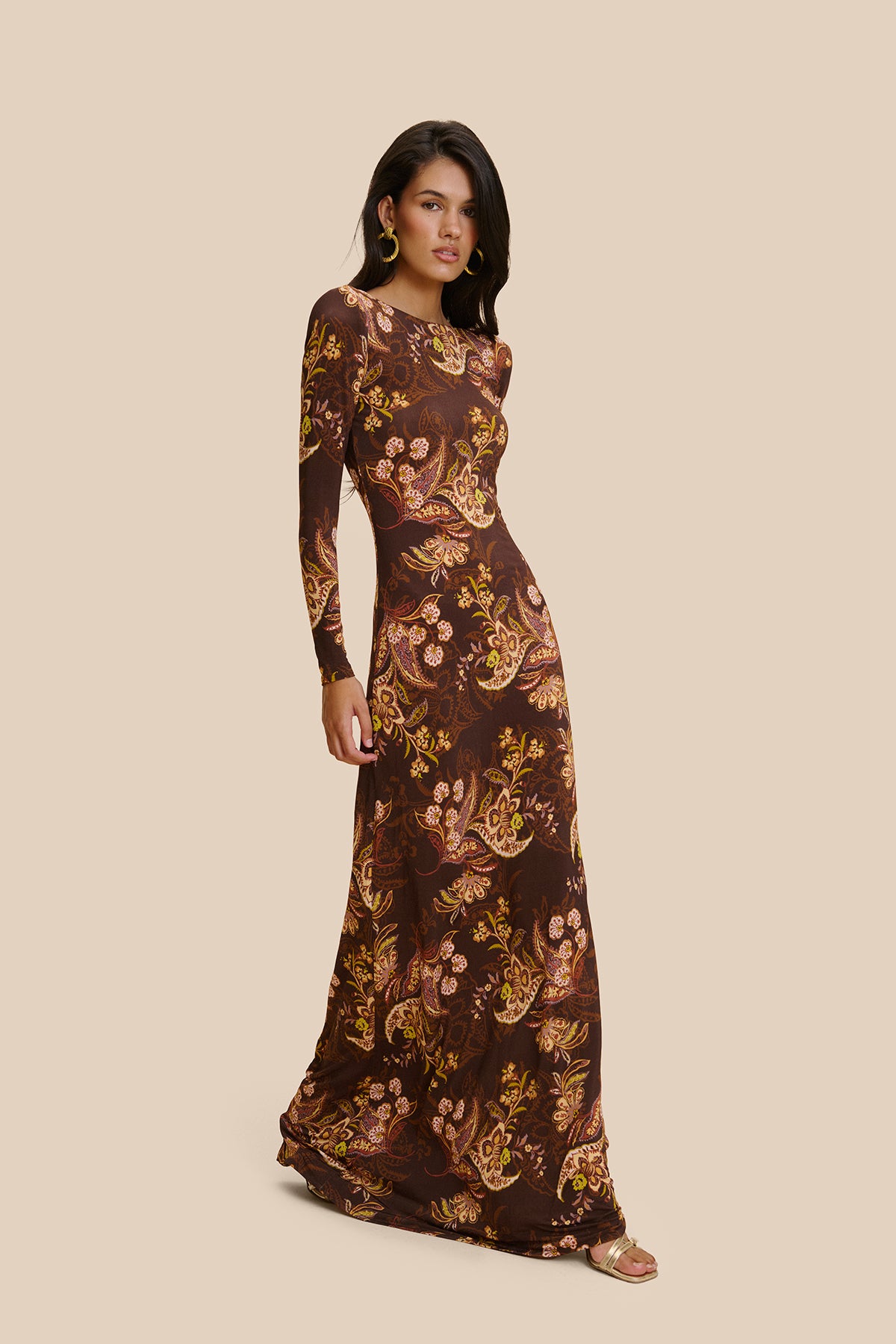Vestido Lorenza Estampado Cachemir Marrón