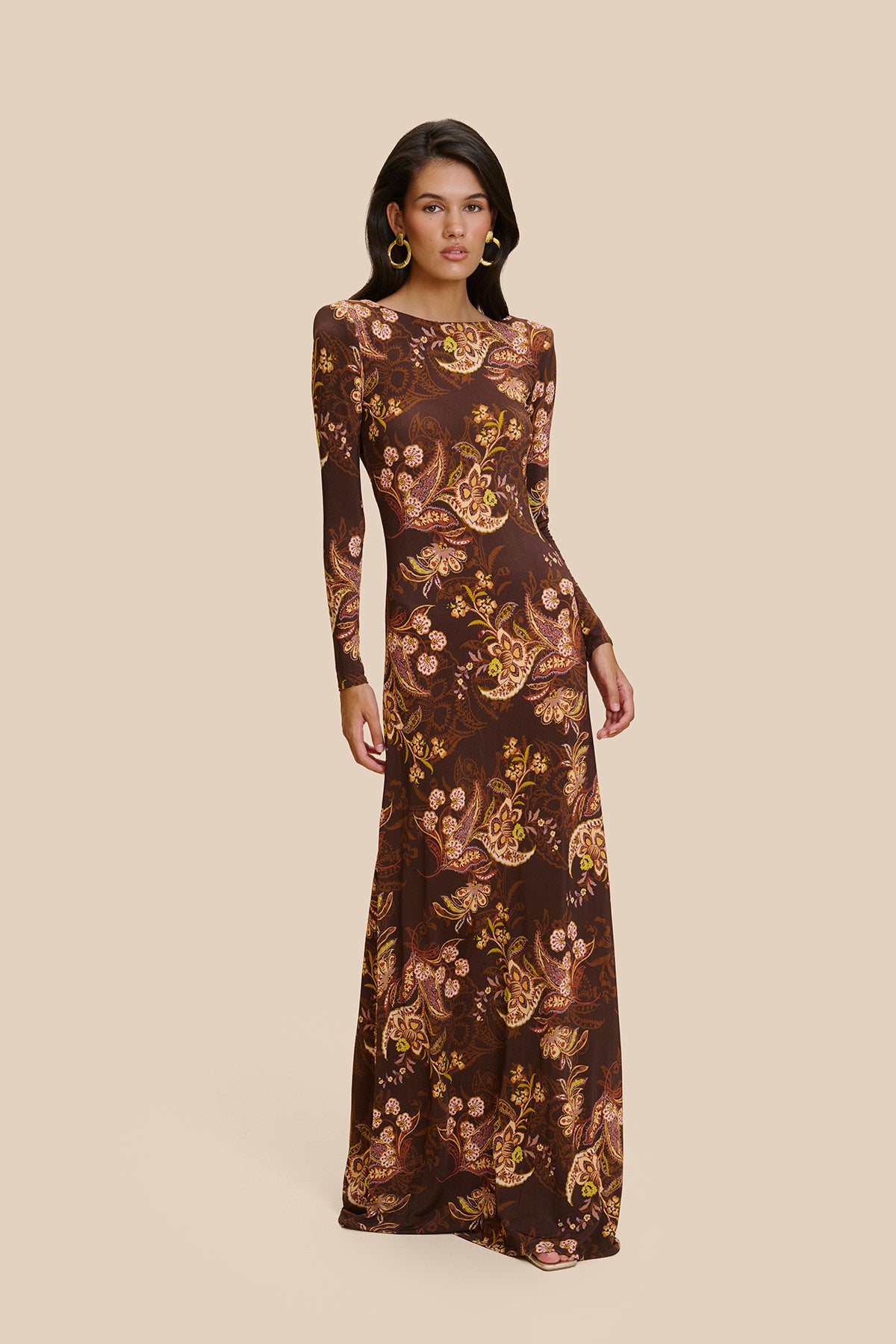 Vestido Lorenza Estampado Cachemir Marrón