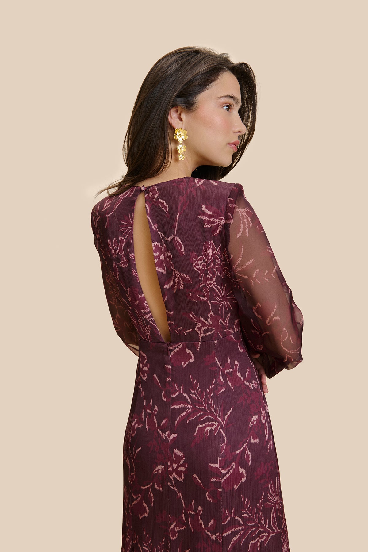 Ornella Aubergine Floral Print Dress