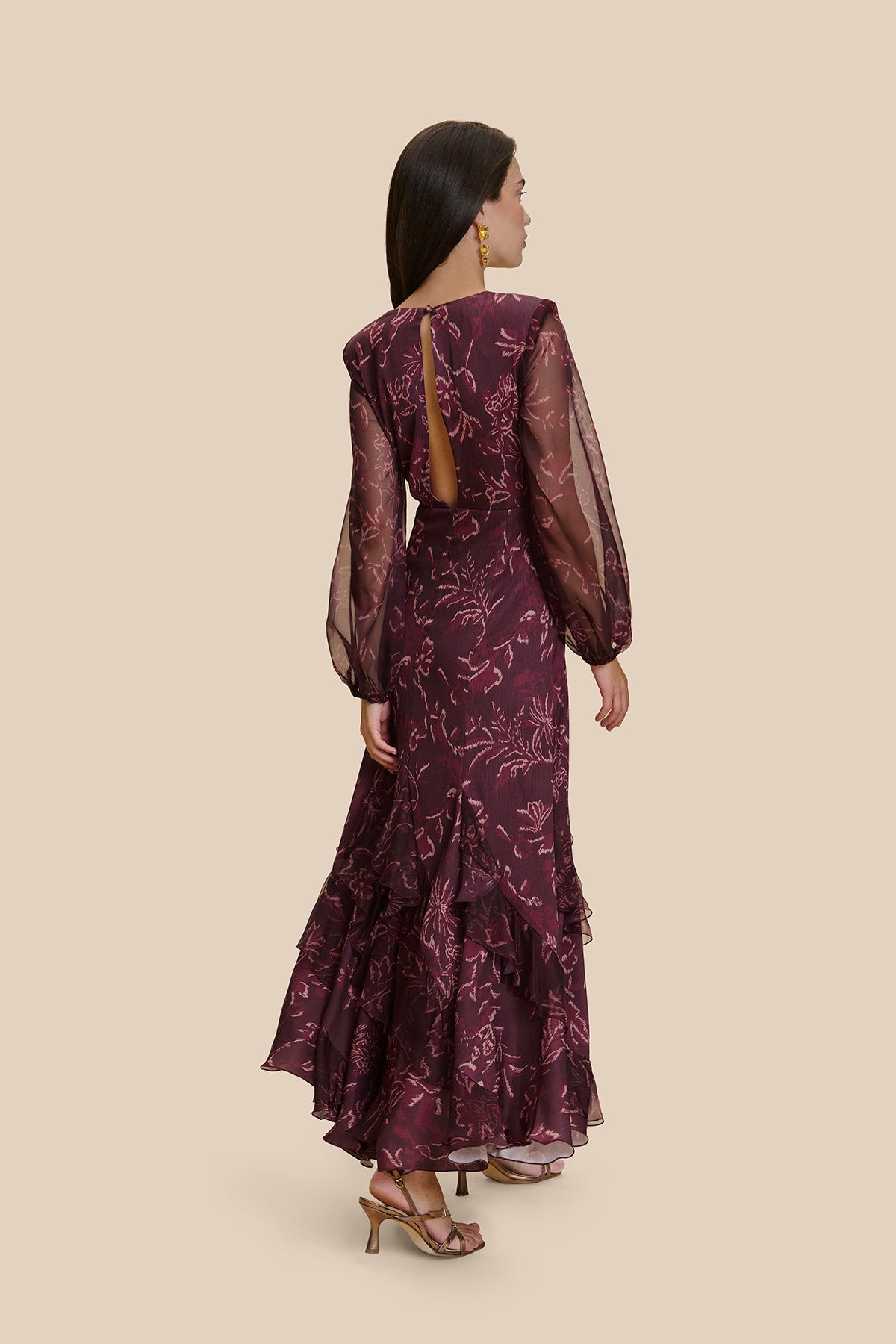 Ornella Aubergine Floral Print Dress