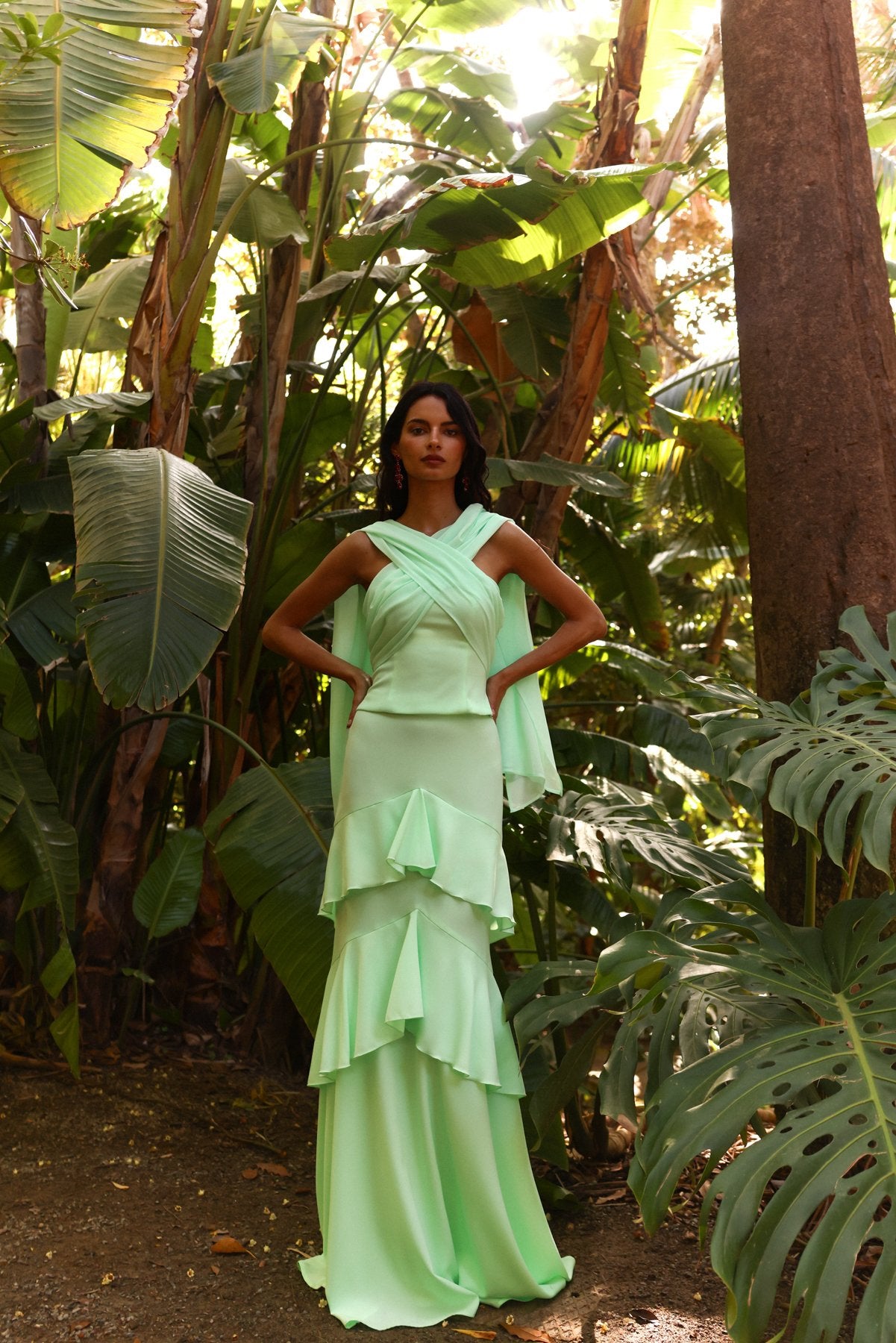 MIPHAI Falda Zinia Menta Invitada