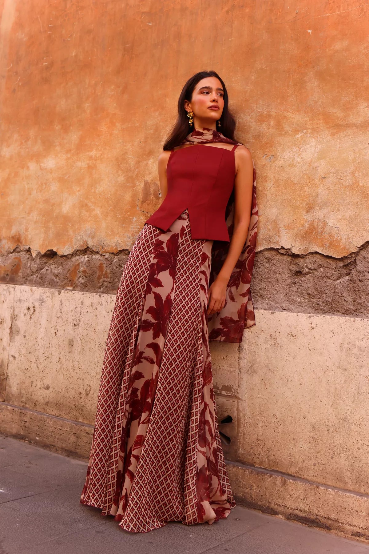 Vibia Floral and Diamond Print Skirt