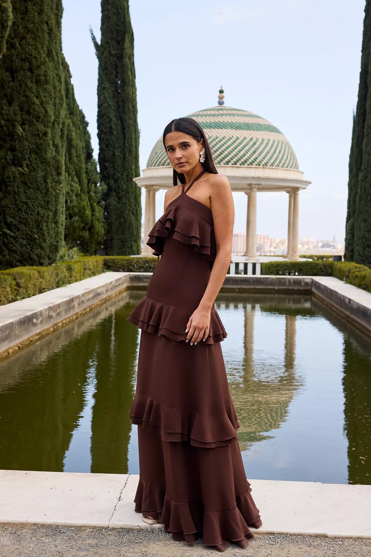 MIPHAI Vestido Amapola Marrón Invitada