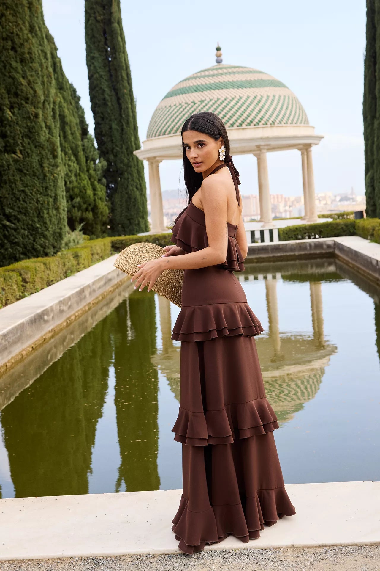 MIPHAI Vestido Amapola Marrón Invitada