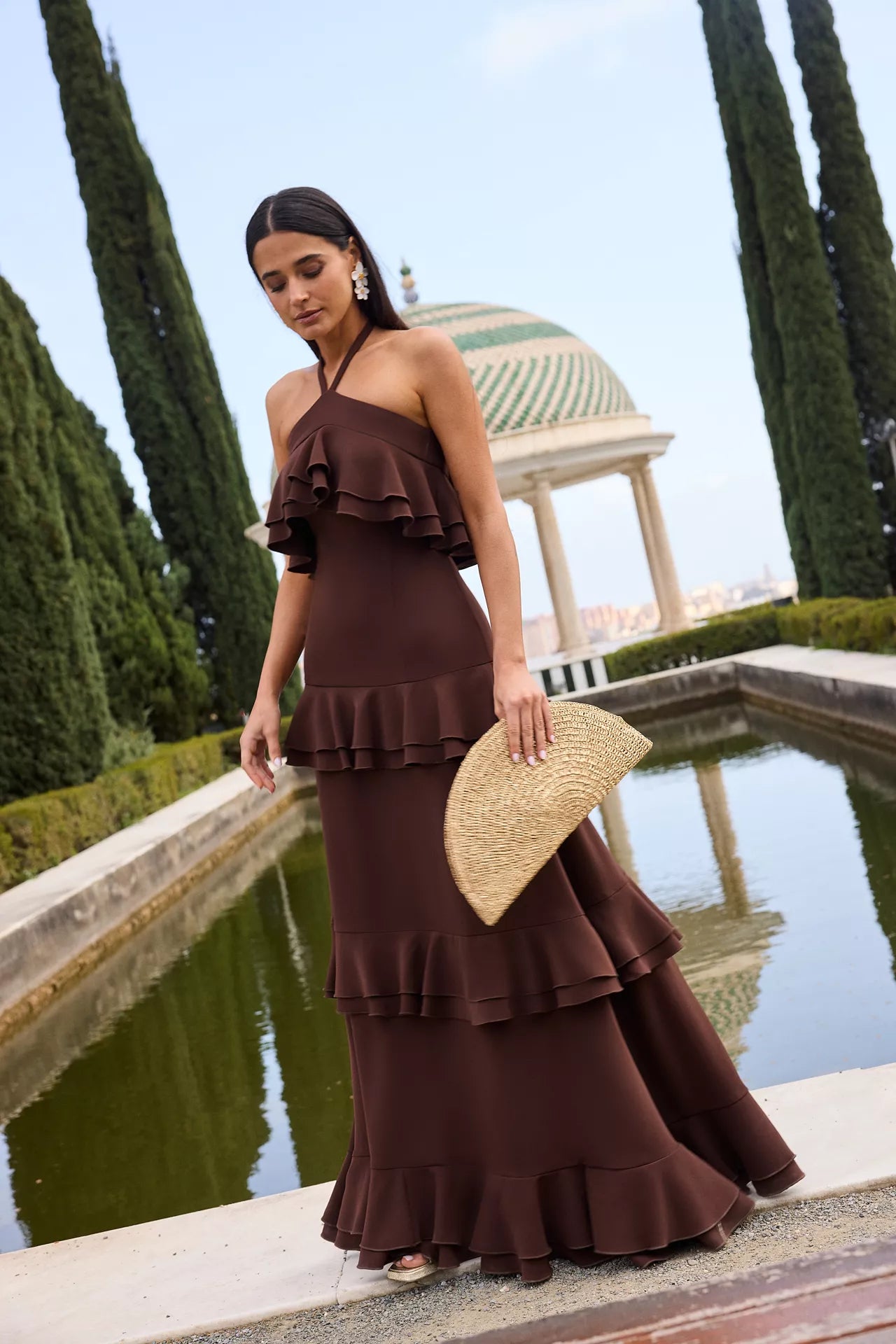 MIPHAI Vestido Amapola Marrón Invitada