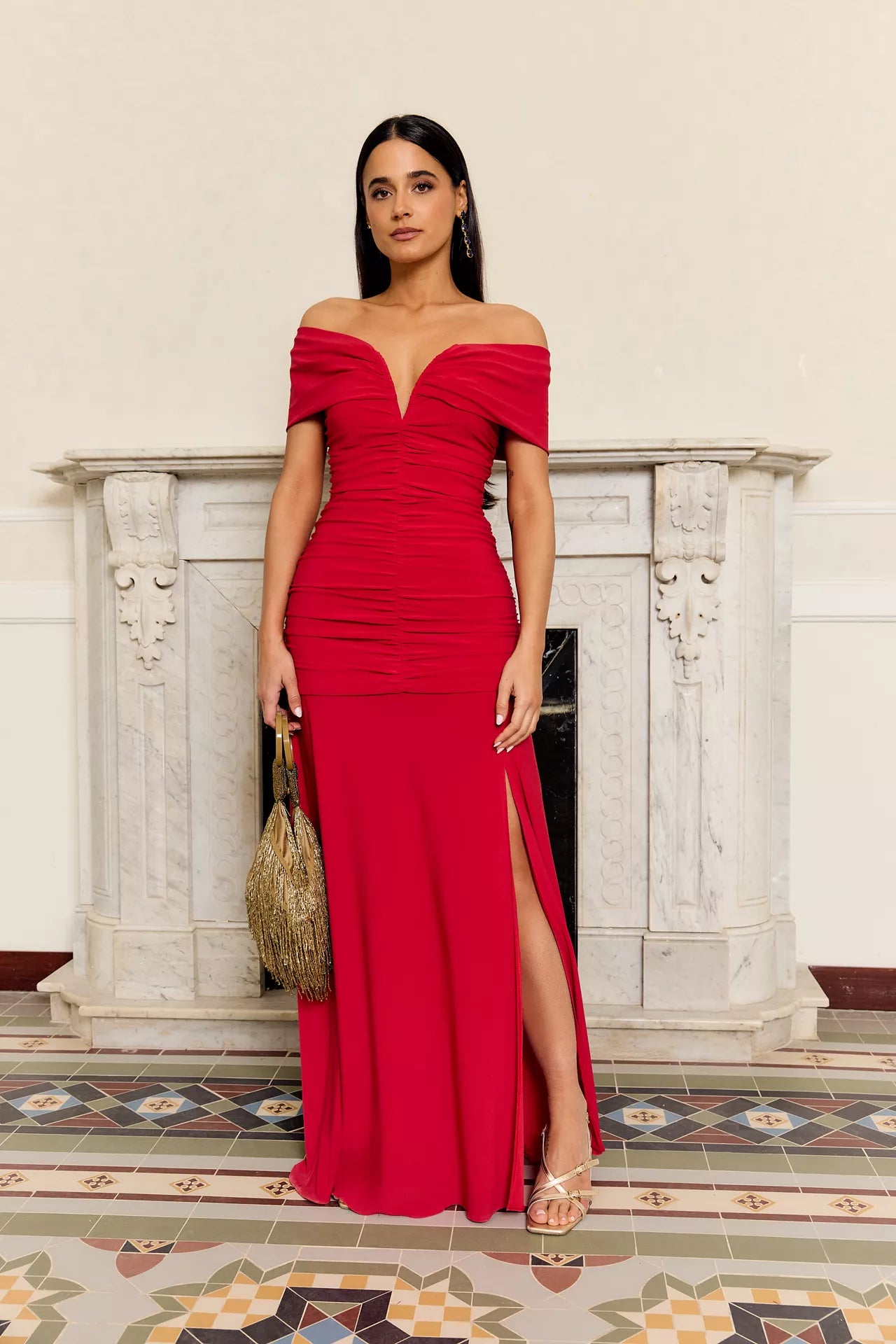 MIPHAI Vestido Clavel Rojo Invitada