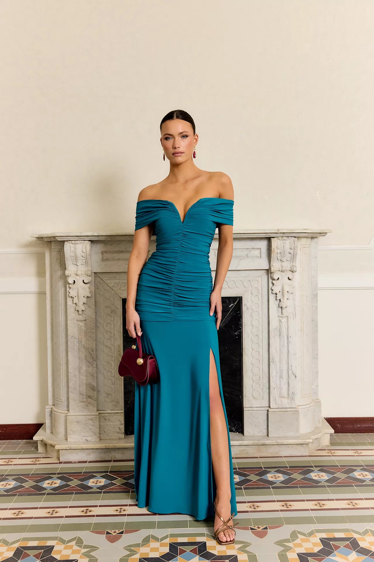 MIPHAI Vestido Clavel Turquesa Invitada