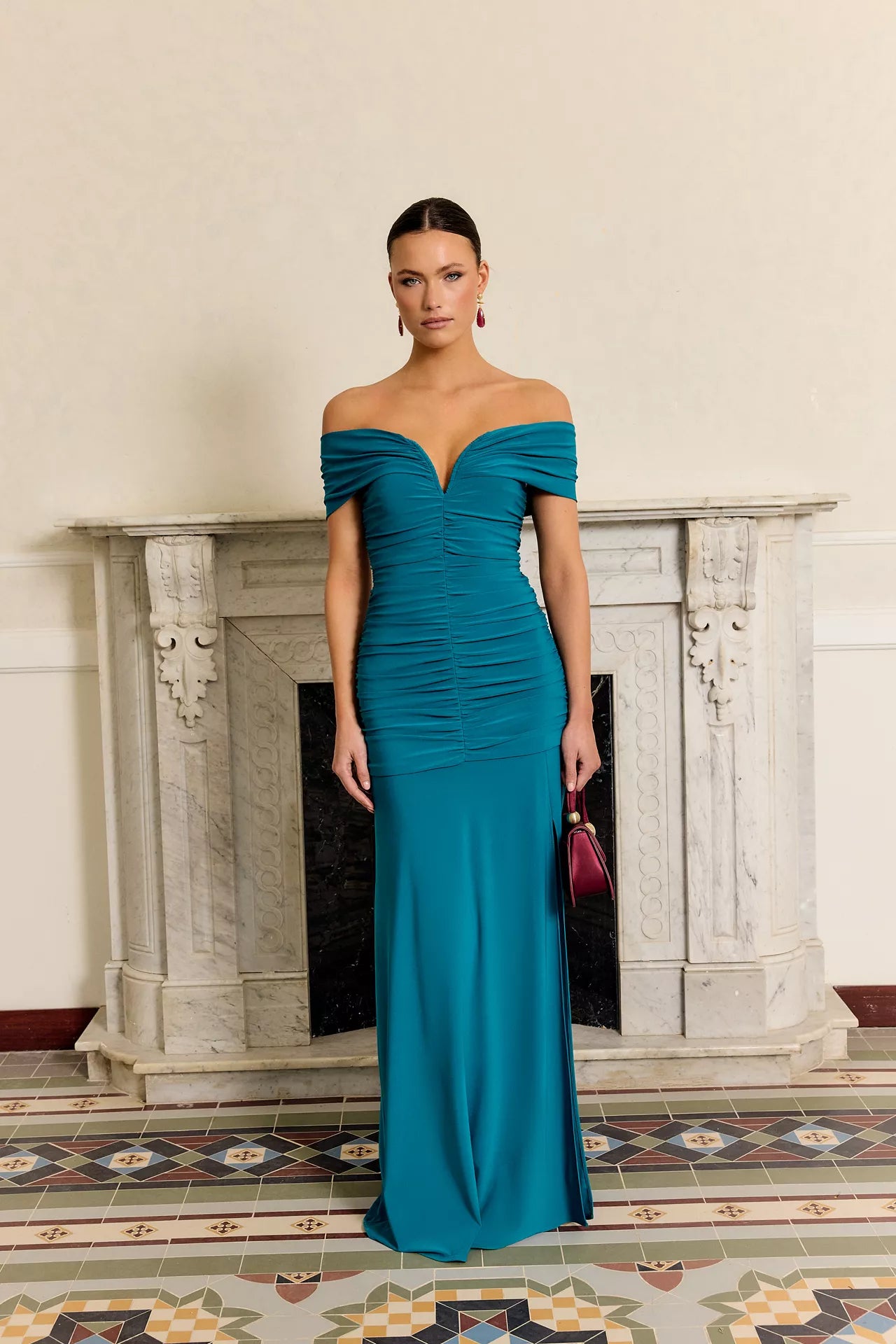 MIPHAI Vestido Clavel Turquesa Invitada