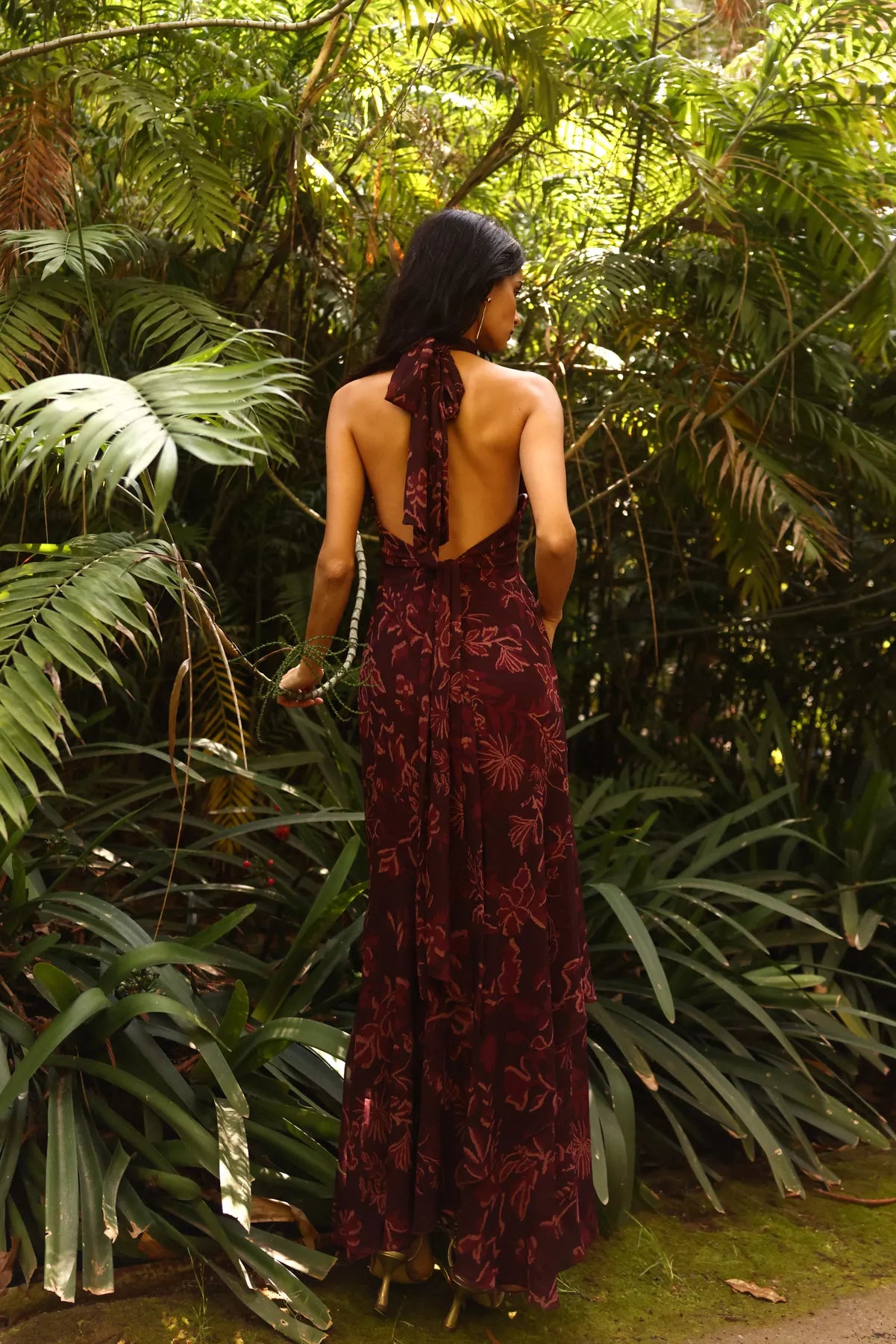 MIPHAI Vestido Esencia Estampado Berenjena Invitada