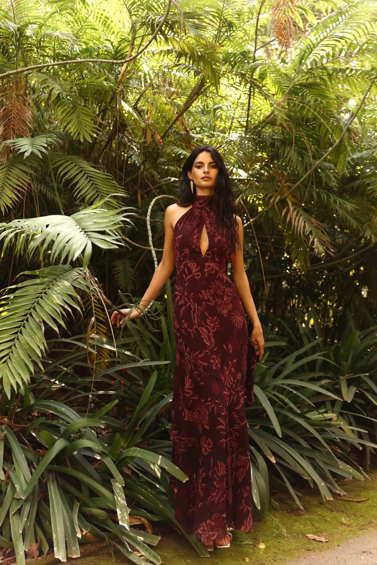 MIPHAI Vestido Esencia Estampado Berenjena Invitada