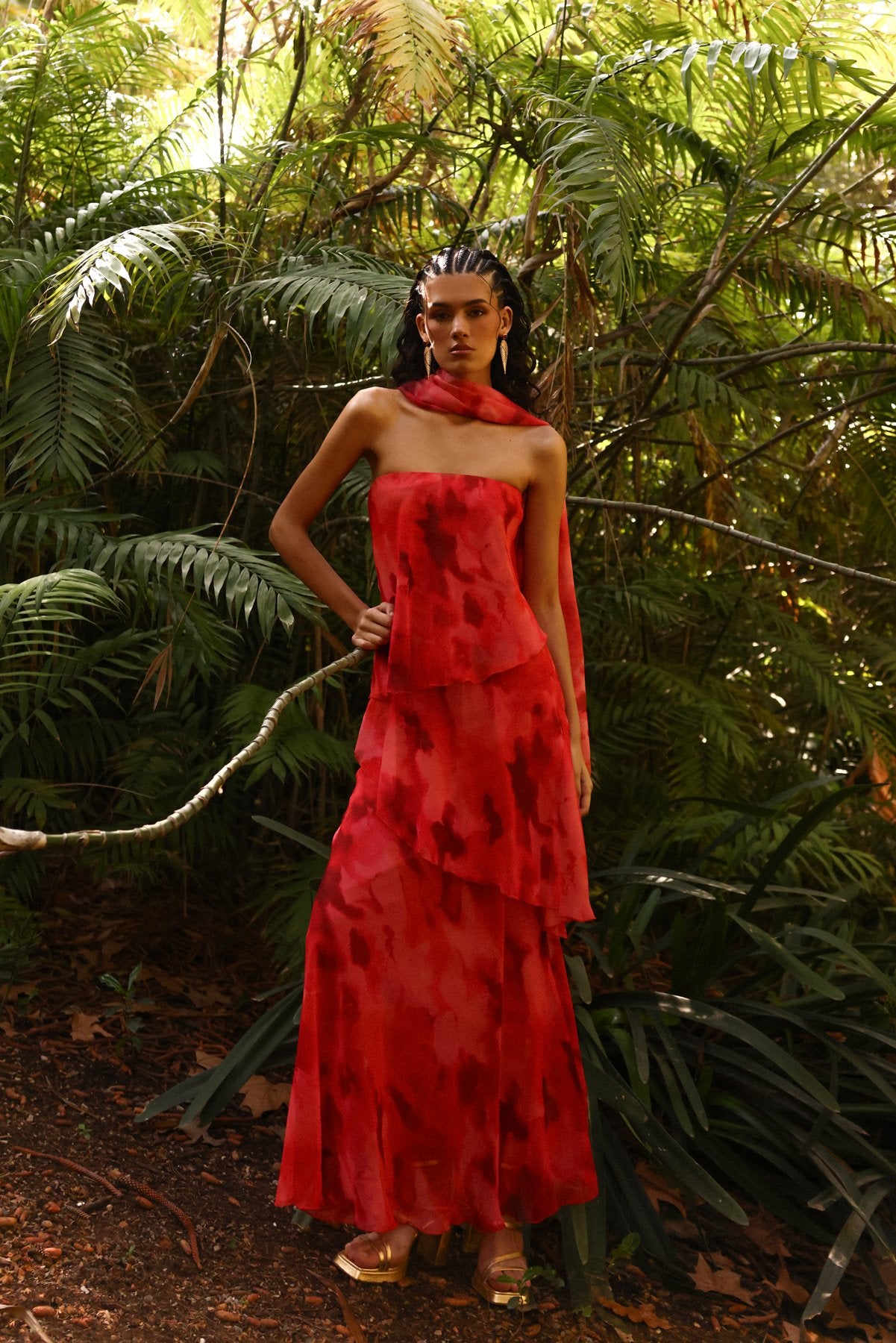 MIPHAI Vestido Karol Estampado Coral Invitada
