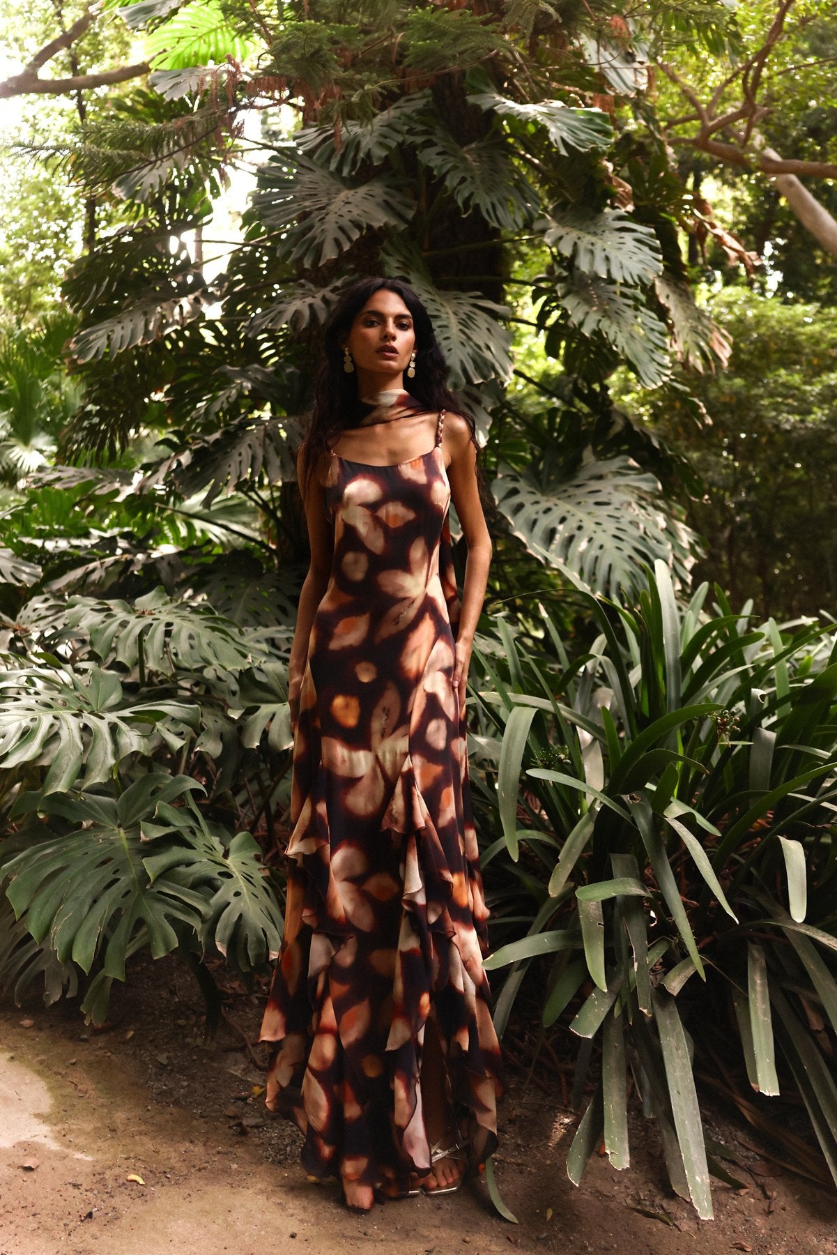 MIPHAI Vestido Nila Marrón Estampado