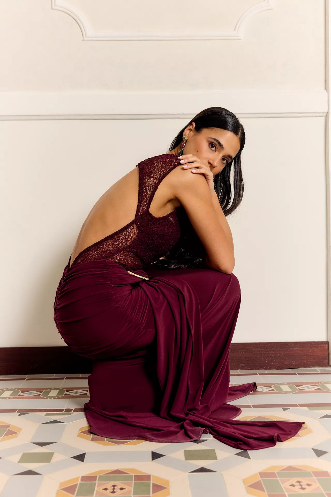 MIPHAI Vestido Protea Burdeos Invitada