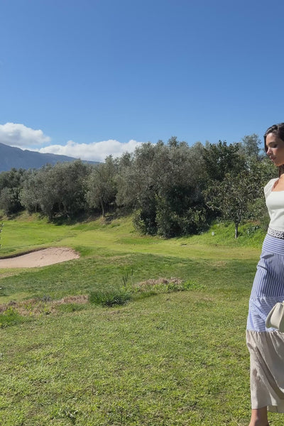 MIPHAI Flada Aurora Azul Rayas y Top Fleur Blanco Casual