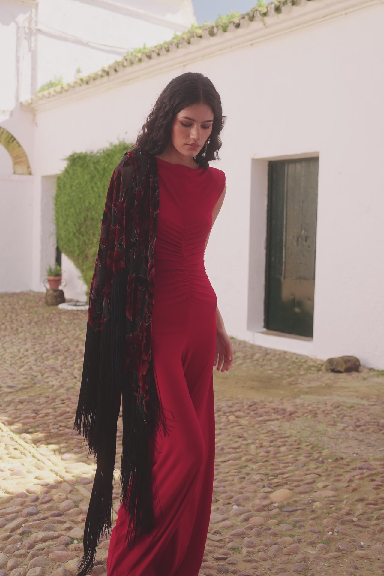 Miphai_Mantón_Ólea_Estampado_Burdeos_Invitada