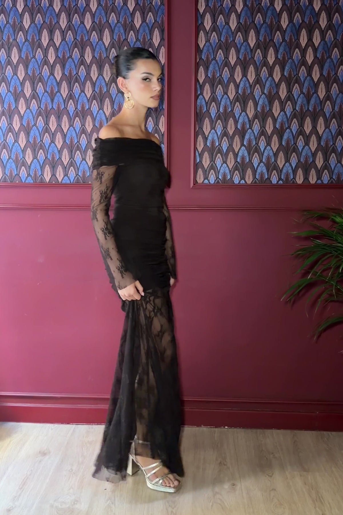 Miphai Vestido Mystique Encaje Marrón