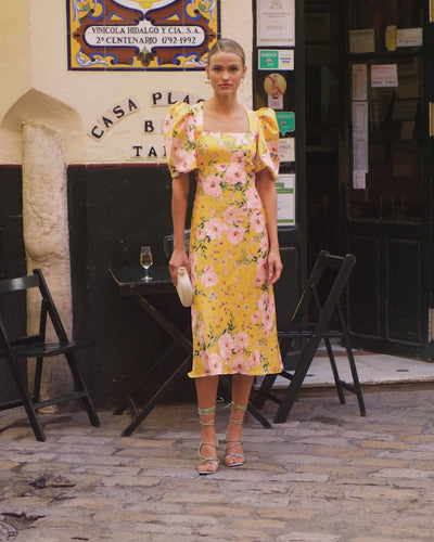 Vestido Pipa Estampado Floral Amarillo