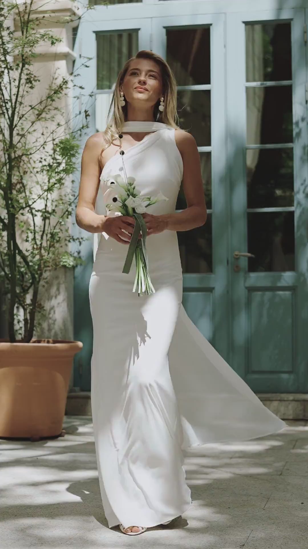 Vestido novia largo Helena Vestido boda civil blanco elegante